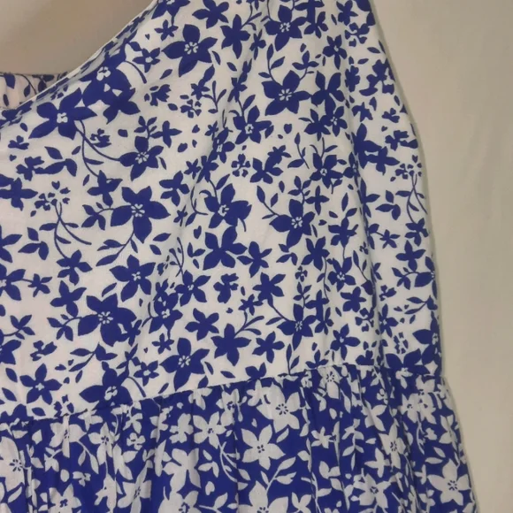 HATCH Maternity Floral Maxi Dress Tiered Blue White ‎Cottage Boho Prairie XXL - Picture 9 of 11